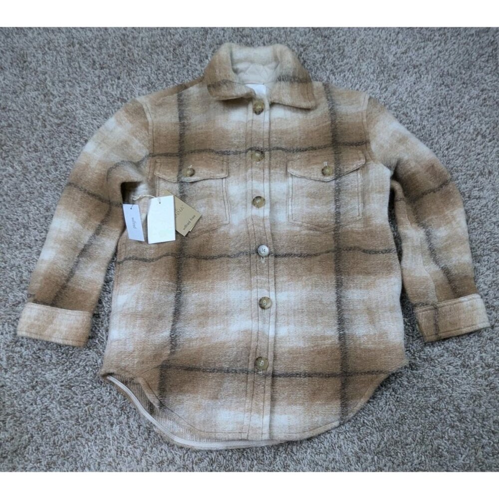 Aritzia Wilfred Free The Ganna Shirt Jacket Women's XS Plaid Shacket Button Down